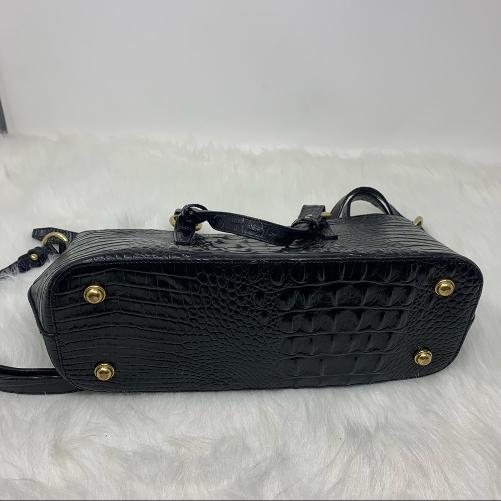 Brahmin Mini Asher Melbourne Embossed Leather Satchel Black - Picture 10 of 12